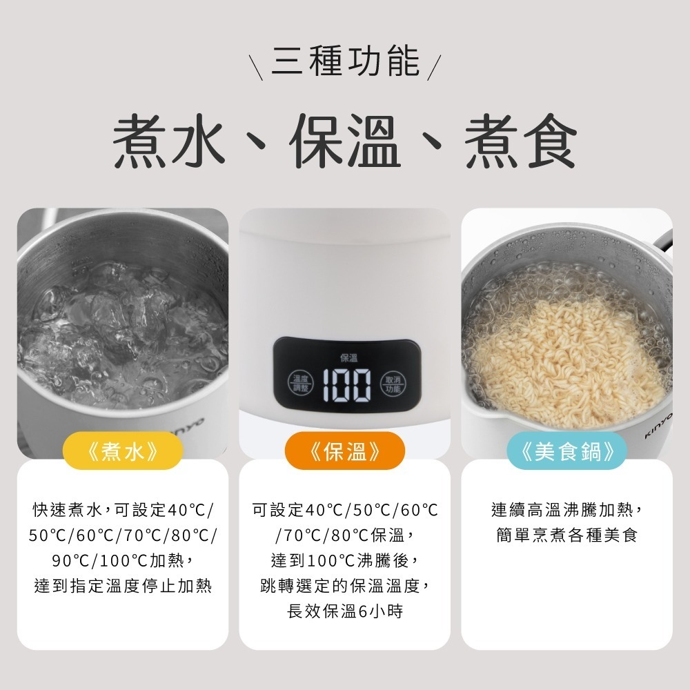 【KINYO 雙電壓電子美食鍋 TRFP-E61】泡麵鍋 美食鍋 料理鍋 快煮鍋 個人鍋 小圓鍋 雙電壓-細節圖4