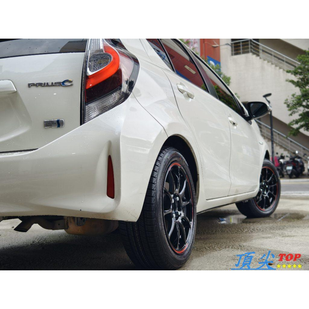 【頂尖】全新 si鋁圈 EP1136D 類ze40鋁圈 16吋 4x100 7J ET38亮黑色紅邊 Prius c鋁圈-細節圖4