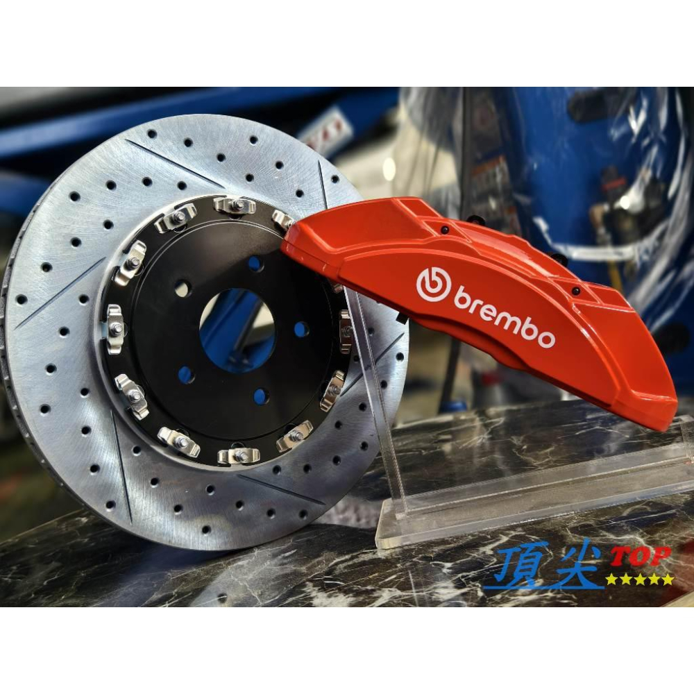 【頂尖】全新 brembo卡鉗 brembo F55+355MM全浮動碟盤+金屬油管+陶瓷煞車皮+煞車油-細節圖3