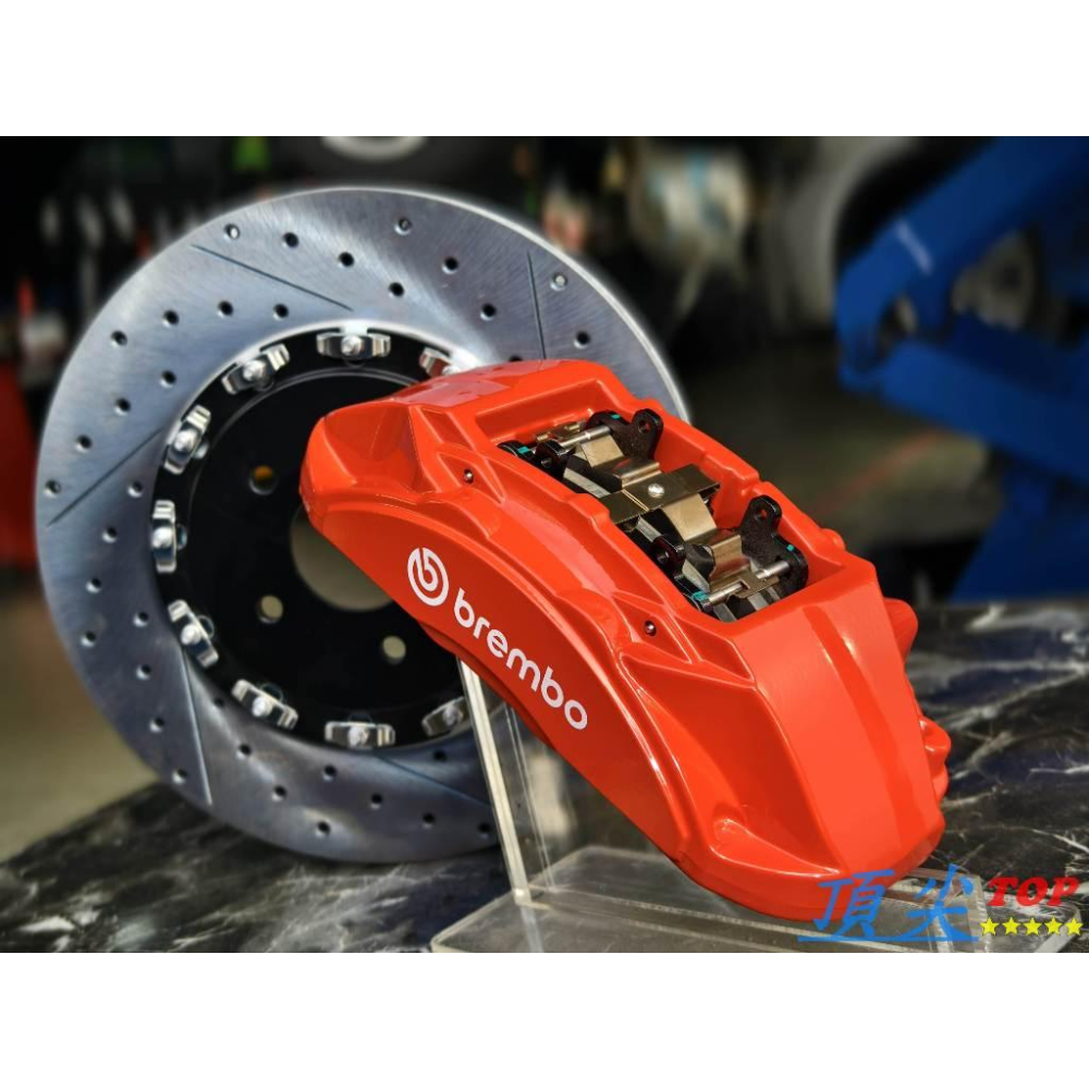 【頂尖】全新 brembo卡鉗 brembo F55+355MM全浮動碟盤+金屬油管+陶瓷煞車皮+煞車油-細節圖5