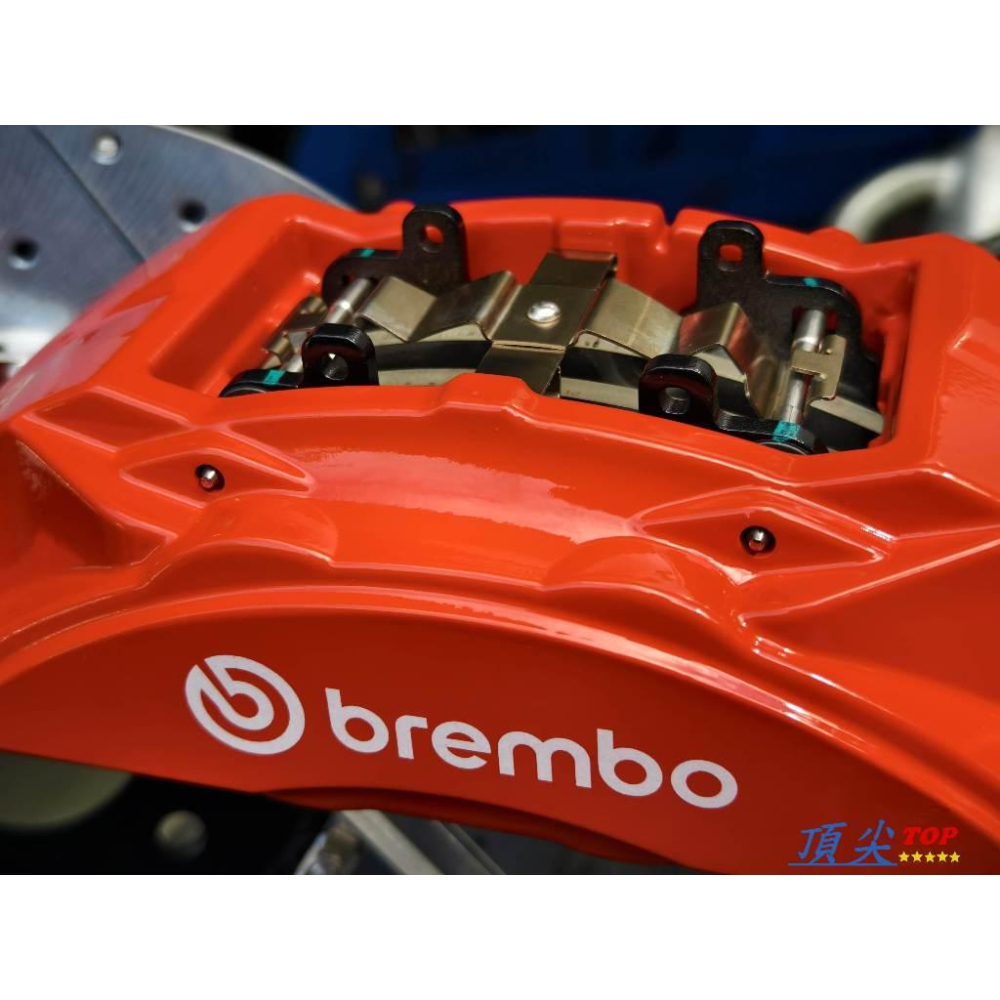 【頂尖】全新 brembo卡鉗 brembo F55+355MM全浮動碟盤+金屬油管+陶瓷煞車皮+煞車油-細節圖6