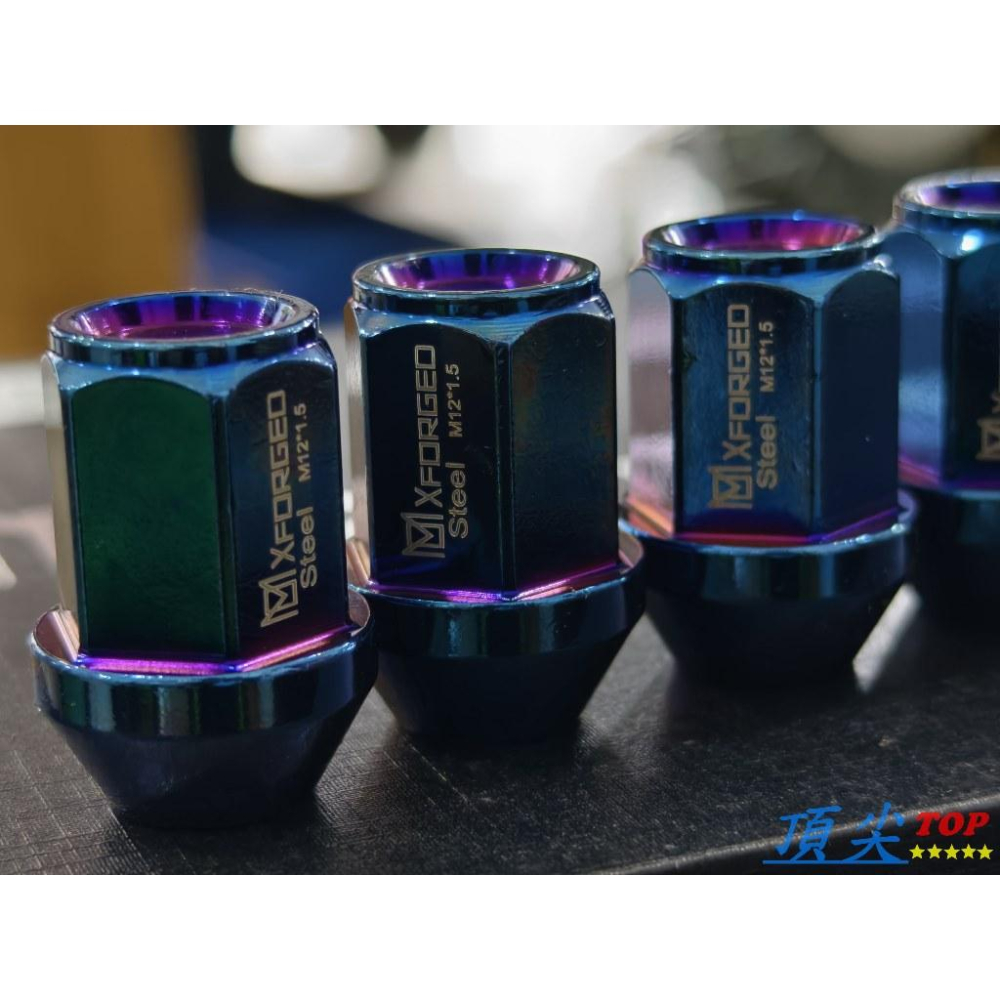 【頂尖】全新 鋁圈螺絲/鋁圈螺帽 M12X1.5 陽極漸層 藍螺母 19號頭螺母 汽車輪胎螺絲/鑄鐵鋁圈螺絲-細節圖2