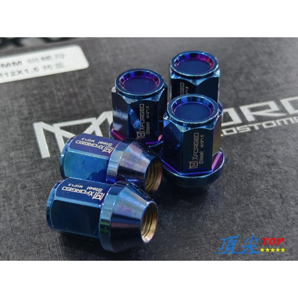 【頂尖】全新 鋁圈螺絲/鋁圈螺帽 M12X1.5 陽極漸層 藍螺母 19號頭螺母 汽車輪胎螺絲/鑄鐵鋁圈螺絲-細節圖3