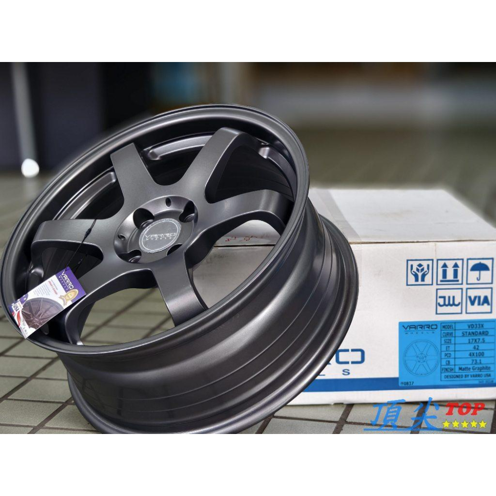 【頂尖】全新VARRO鋁圈 VD33X 17吋旋壓鋁圈 4X100 7.5J ET42 消光鐵灰 類TE37 美國品牌-細節圖3