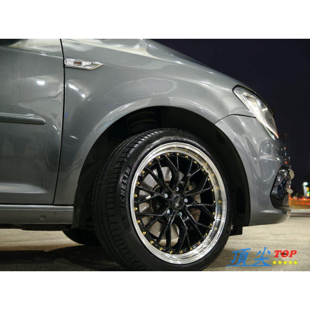 【頂尖】全新 ATMOSX鋁圈X15 18吋旋壓鋁圈 5X112 8.5J ET45 亮黑+金鉚釘 深唇鋁圈/海拉風鋁圈-細節圖3