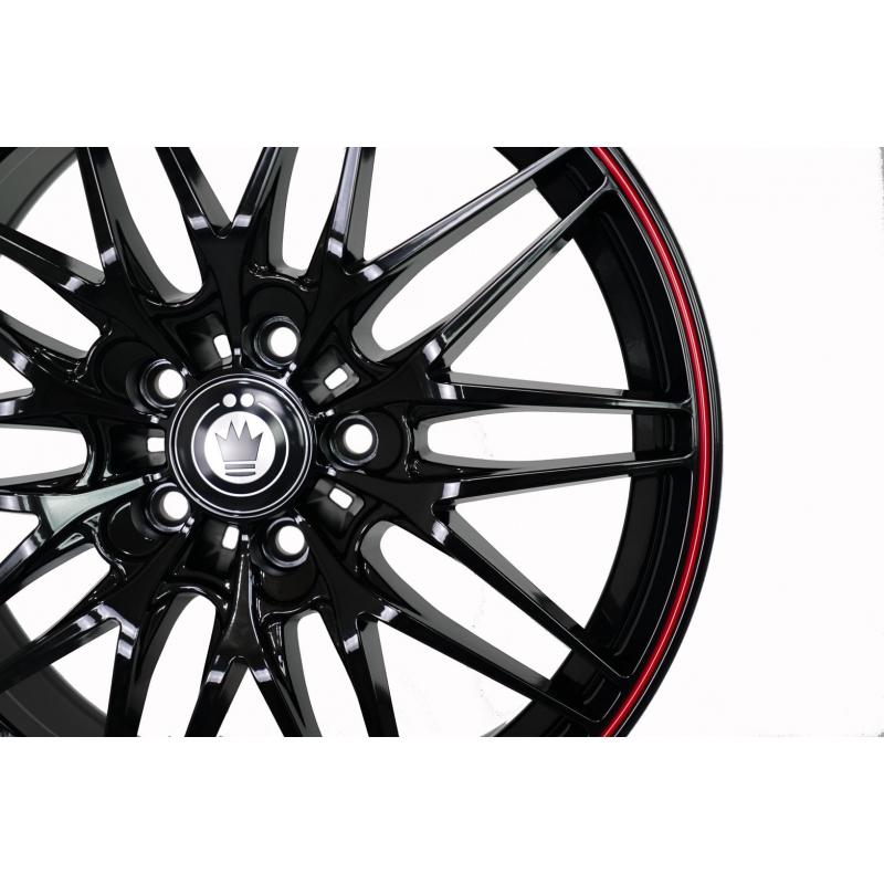 【頂尖】全新 KONIG KN-09 17吋鋁圈 7.5j 5x100 et35/5x108 et42 亮黑底紅漆點膠-細節圖2