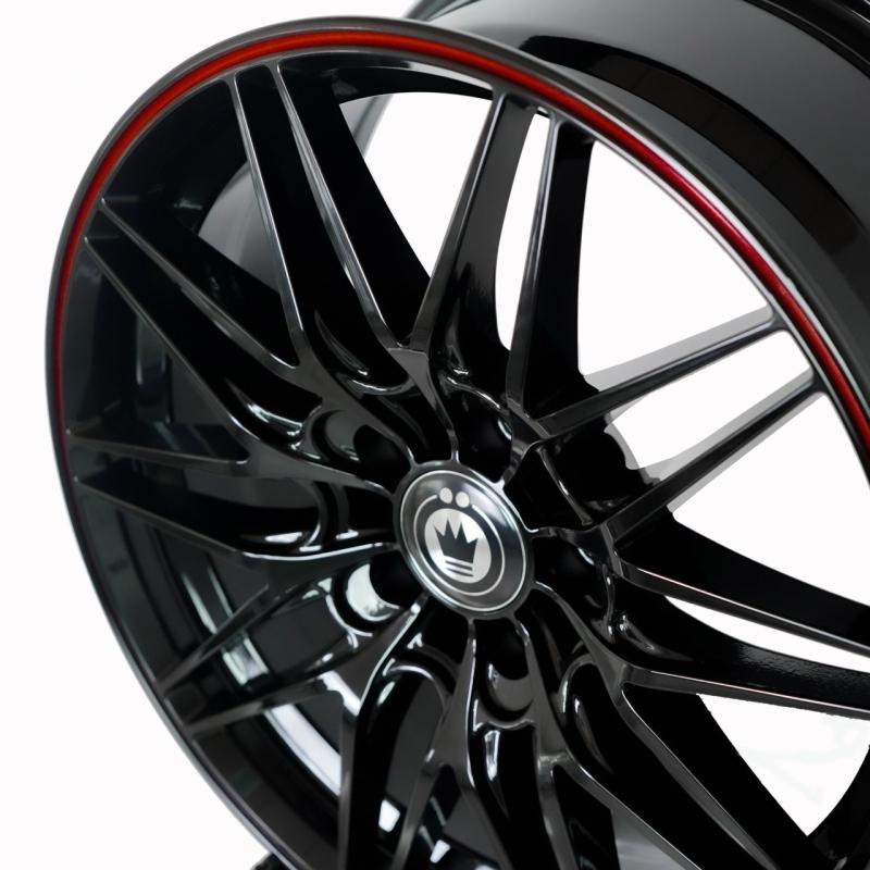 【頂尖】全新 KONIG KN-09 17吋鋁圈 7.5j 5x100 et35/5x108 et42 亮黑底紅漆點膠-細節圖3