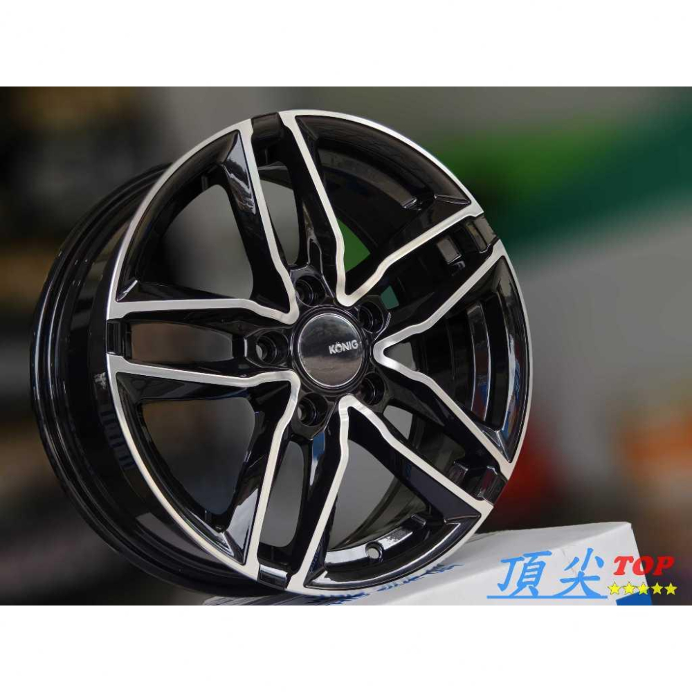 【頂尖】全新 KONIG鋁圈 KN-25 16吋鋁圈 6.5J 5X114.3 ET48 亮黑底 TOWN ACE鋁圈-細節圖2