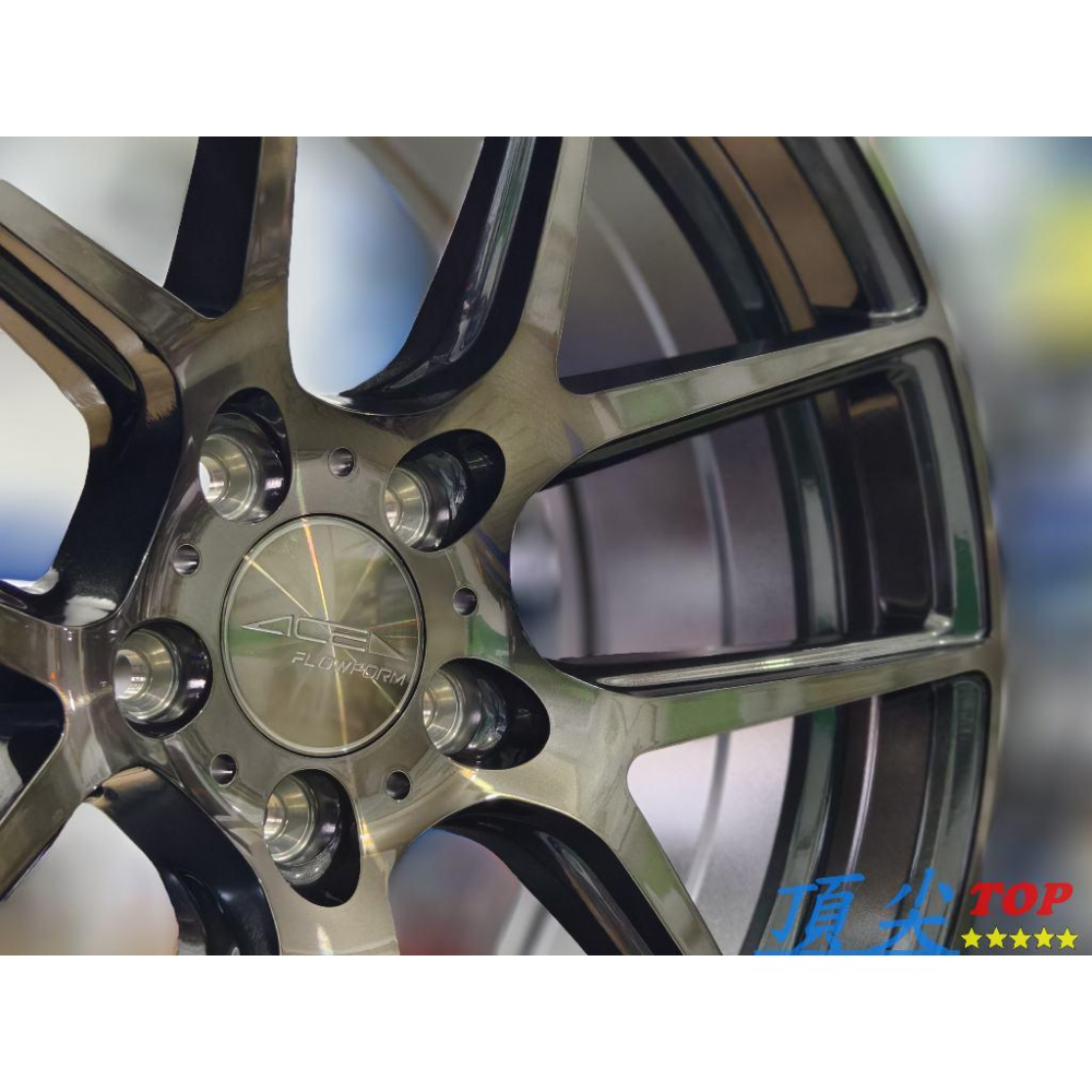 【頂尖】全新美國ACE鋁圈 V002H 19吋 8.5J 5X114.3 ET35 亮鐵灰+透明古銅金油 19吋旋壓鋁圈-細節圖4