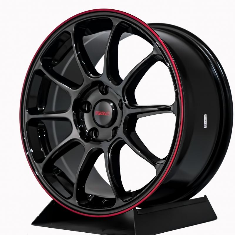 【頂尖】全新 17吋鋁圈 S888 5X114.3 8J ET40 亮黑紅邊 類ZE40鋁圈 重量8.5KG-細節圖2