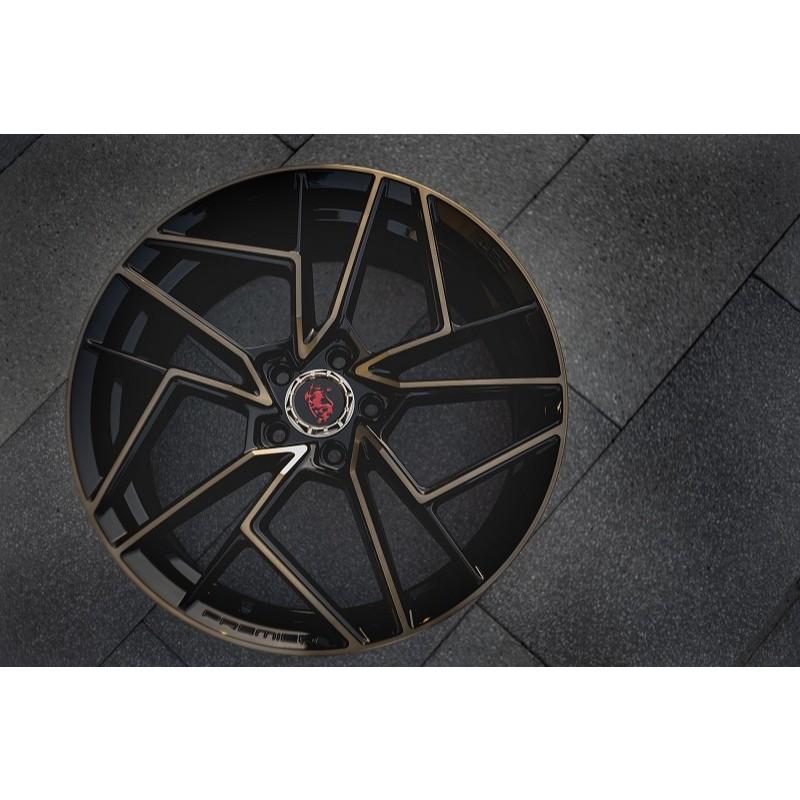 【頂尖】全新19吋旋壓鋁圈 CST 5X112 8.5J+9.5J ET42+ET35亮黑底+金面爪 PREMIER鋁圈-細節圖2