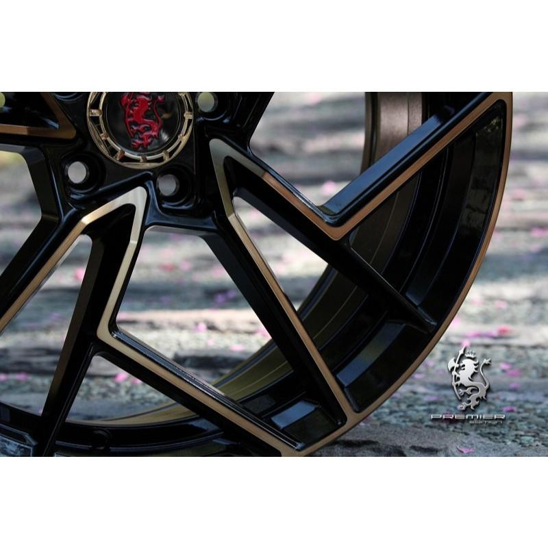 【頂尖】全新19吋旋壓鋁圈 CST 5X112 8.5J+9.5J ET42+ET35亮黑底+金面爪 PREMIER鋁圈-細節圖4