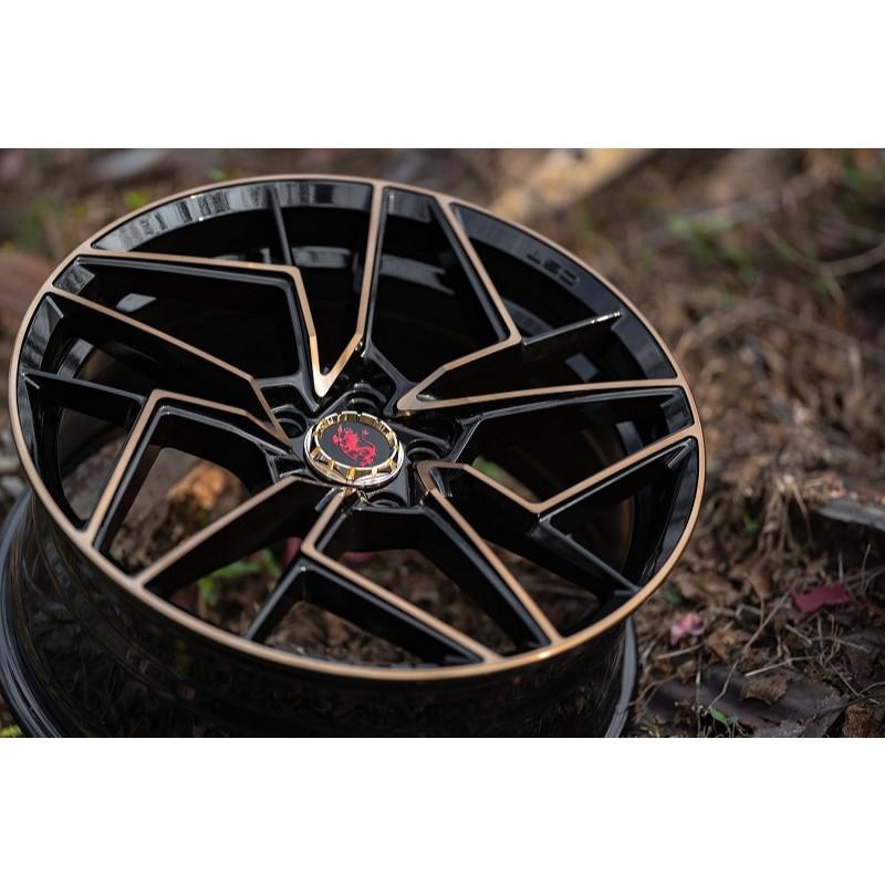 【頂尖】全新19吋旋壓鋁圈 CST 5X112 8.5J+9.5J ET42+ET35亮黑底+金面爪 PREMIER鋁圈-細節圖5