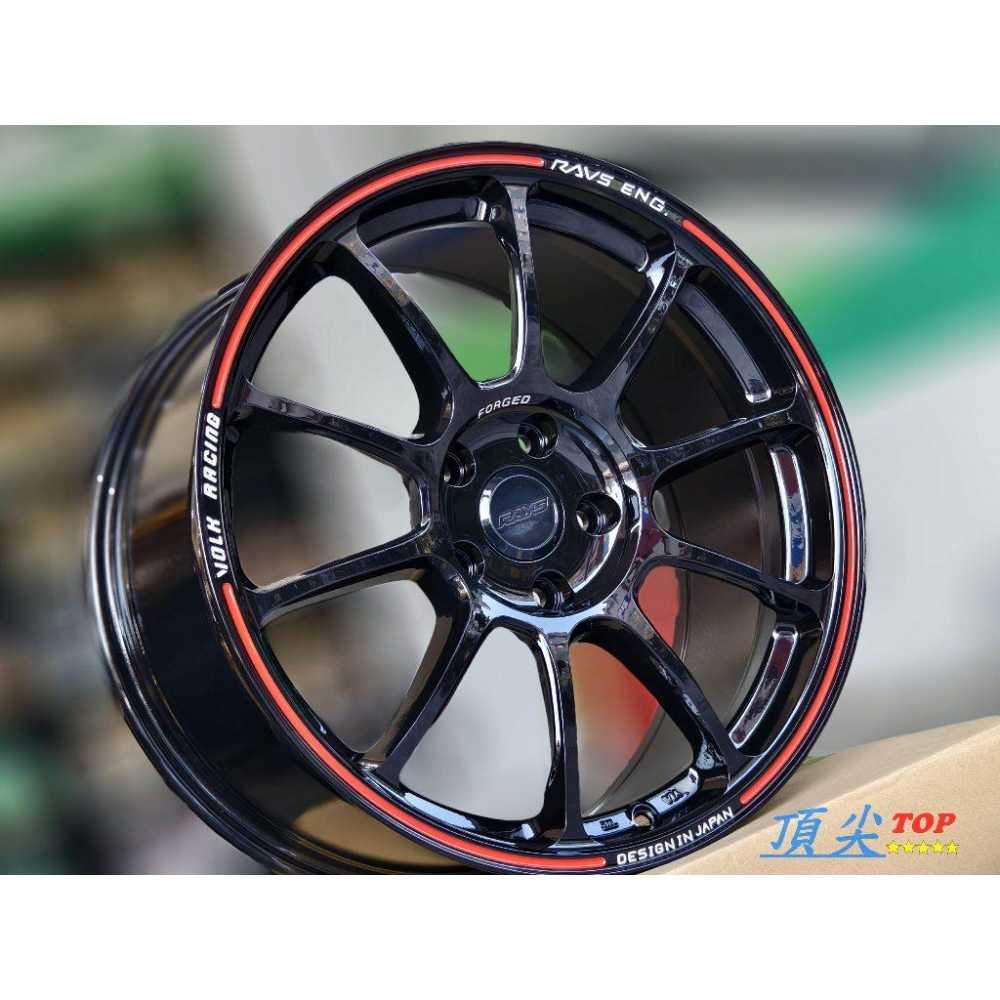 【頂尖】全新類ZE40鋁圈 18吋鋁圈 5X100/5X114.3/5X112/5X108 亮黑面+紅邊 附類RAYS蓋-細節圖2