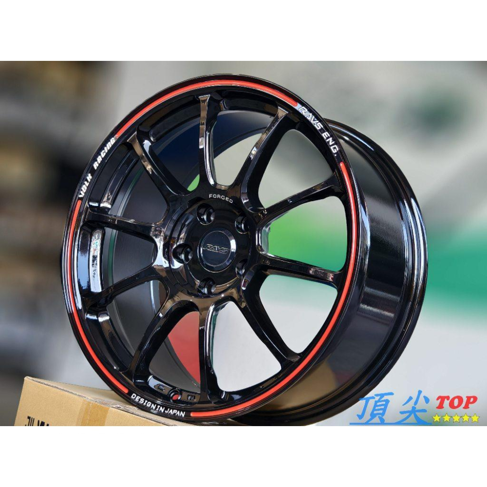 【頂尖】全新類ZE40鋁圈 18吋鋁圈 5X100/5X114.3/5X112/5X108 亮黑面+紅邊 附類RAYS蓋-細節圖3