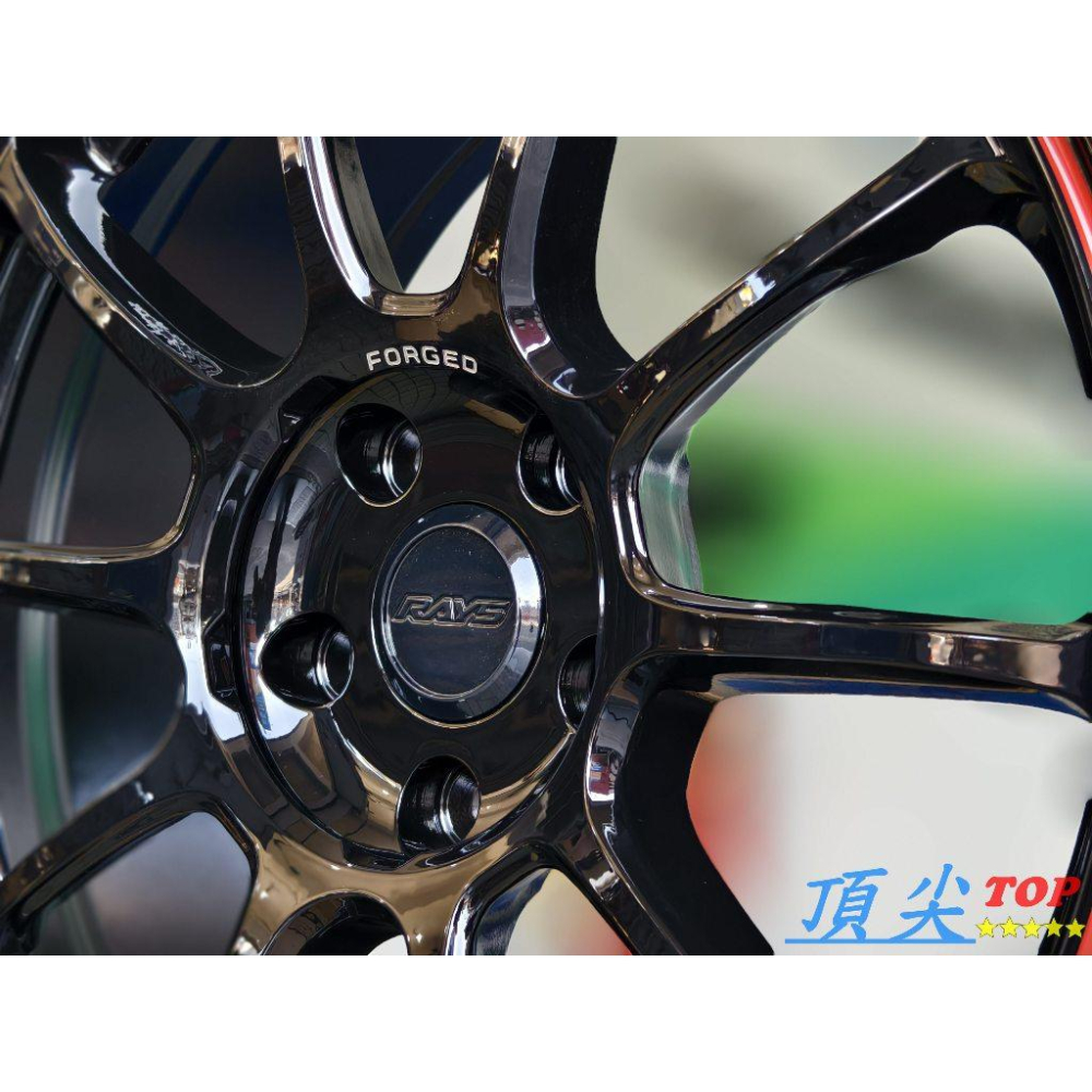 【頂尖】全新類ZE40鋁圈 18吋鋁圈 5X100/5X114.3/5X112/5X108 亮黑面+紅邊 附類RAYS蓋-細節圖4