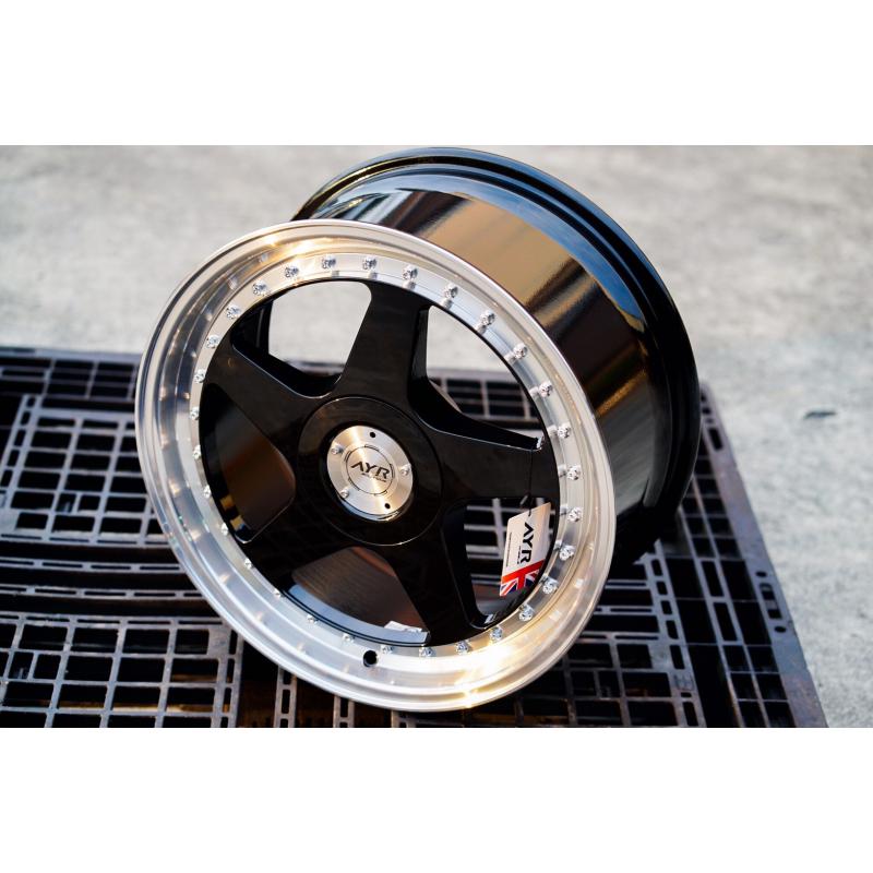 【頂尖】全新 18吋鋁圈 AYR04 8.5J+9.5J 5X112/5X120 前後配鋁圈 黑色銀車邊 深唇鋁圈-細節圖2