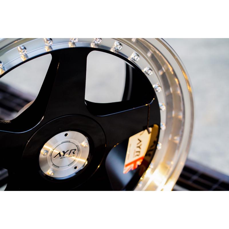 【頂尖】全新 18吋鋁圈 AYR04 8.5J+9.5J 5X112/5X120 前後配鋁圈 黑色銀車邊 深唇鋁圈-細節圖3