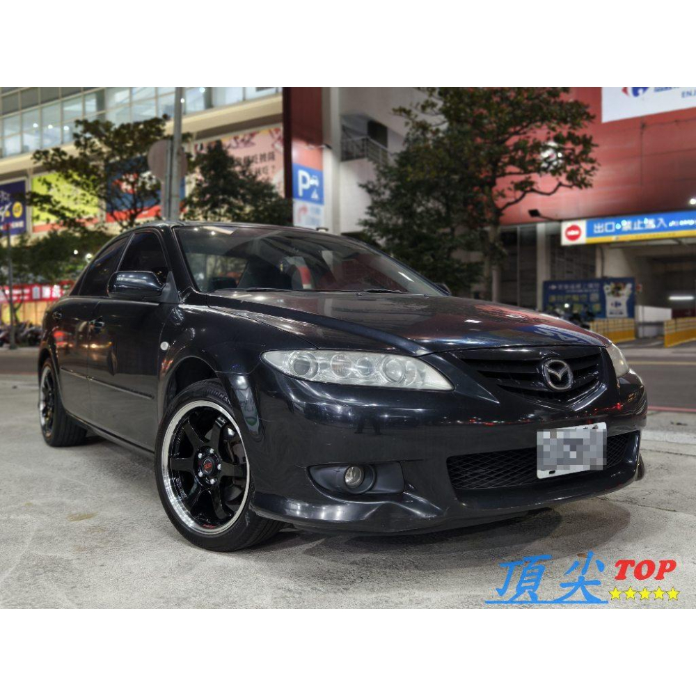 【頂尖】全新 si鋁圈 類te37鋁圈樣式 17吋鋁圈 5x114.3 7.5j et42 黑車邊 馬自達6鋁圈實車照-細節圖3