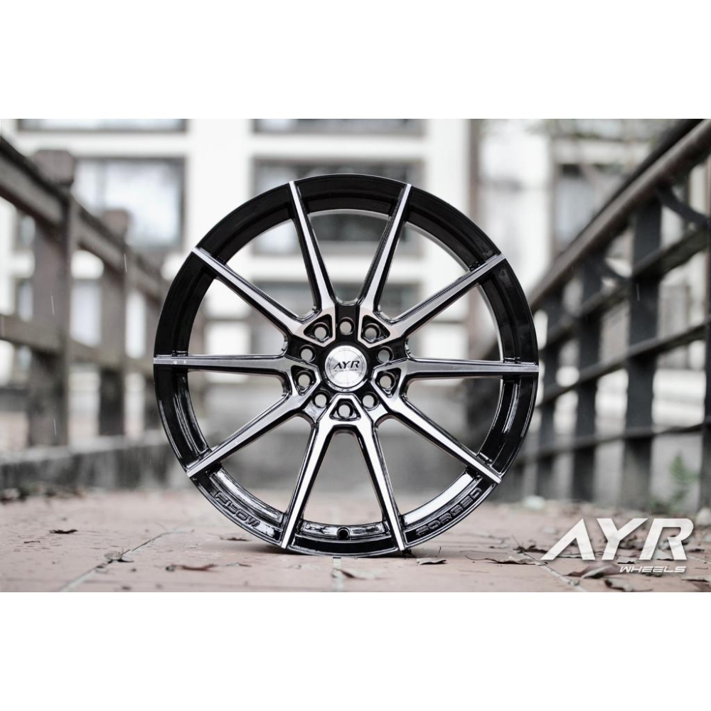 【頂尖】全新18吋鋁圈 AYR01VF 8J ET35 5X100/5X114.3/5X108 18吋旋壓鋁圈 亮黑車面-細節圖2