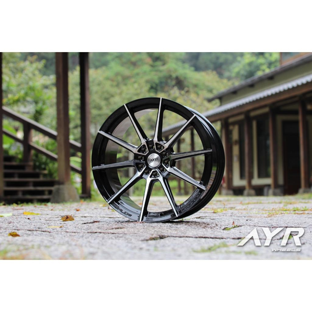 【頂尖】全新18吋鋁圈 AYR01VF 8J ET35 5X100/5X114.3/5X108 18吋旋壓鋁圈 亮黑車面-細節圖3