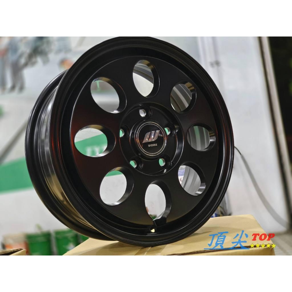 【頂尖】全新 15吋鋁圈522 5.5J ET45 5X114.3/4X114 平光黑 凌利鋁圈/town ace鋁圈-細節圖3