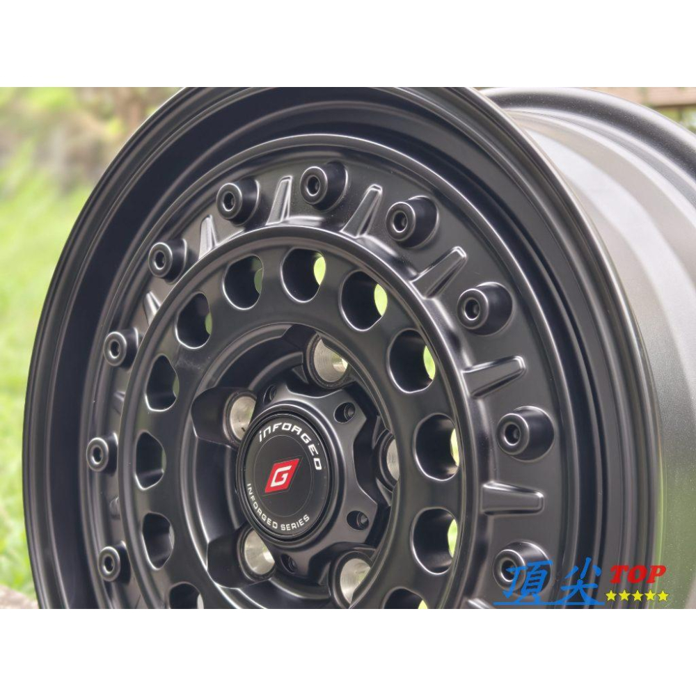 【頂尖】inFORGED鋁圈2336 15吋鋁圈4X114.3 5.5j ET30 平光黑 j space/凌利A180-細節圖3