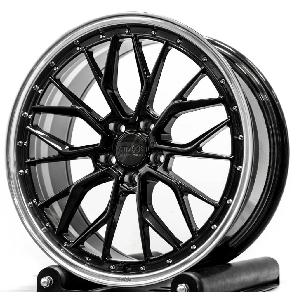 【頂尖】全新19吋鍛造鋁圈 ATMOS X 鋁圈 A346 5x112 8.5j+9.5j 拉絲黑精拋邊電鍍鉚釘-細節圖2