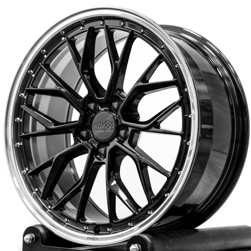 【頂尖】全新19吋鍛造鋁圈 ATMOS X 鋁圈 A346 5x112 8.5j+9.5j 拉絲黑精拋邊電鍍鉚釘-細節圖3