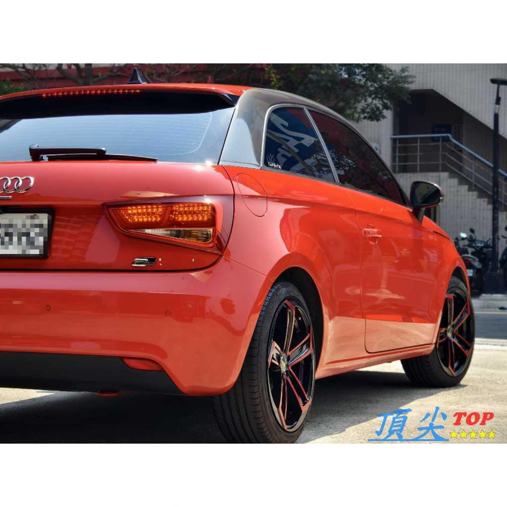 【頂尖】全新 SI鋁圈 TS-01 17吋鋁圈 5X100 7.5J ET35 黑底+紅面爪 AUDI A1鋁圈實車照-細節圖3