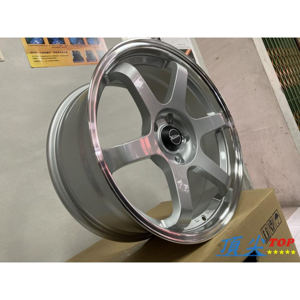 【頂尖】全新台製類 Rays TE37 樣式18吋鋁圈 S532 5x112 8J ET42 亮銀車銀邊-細節圖3