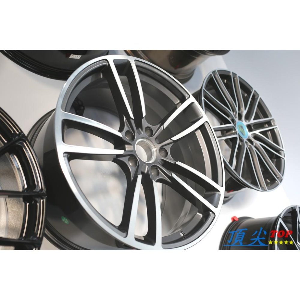 【頂尖】全新正大精品鍛造鋁圈 21吋前後配 5X130 9.5+11J 12000頓鍛胚 黑車面 類保時捷 Cayenn-細節圖2