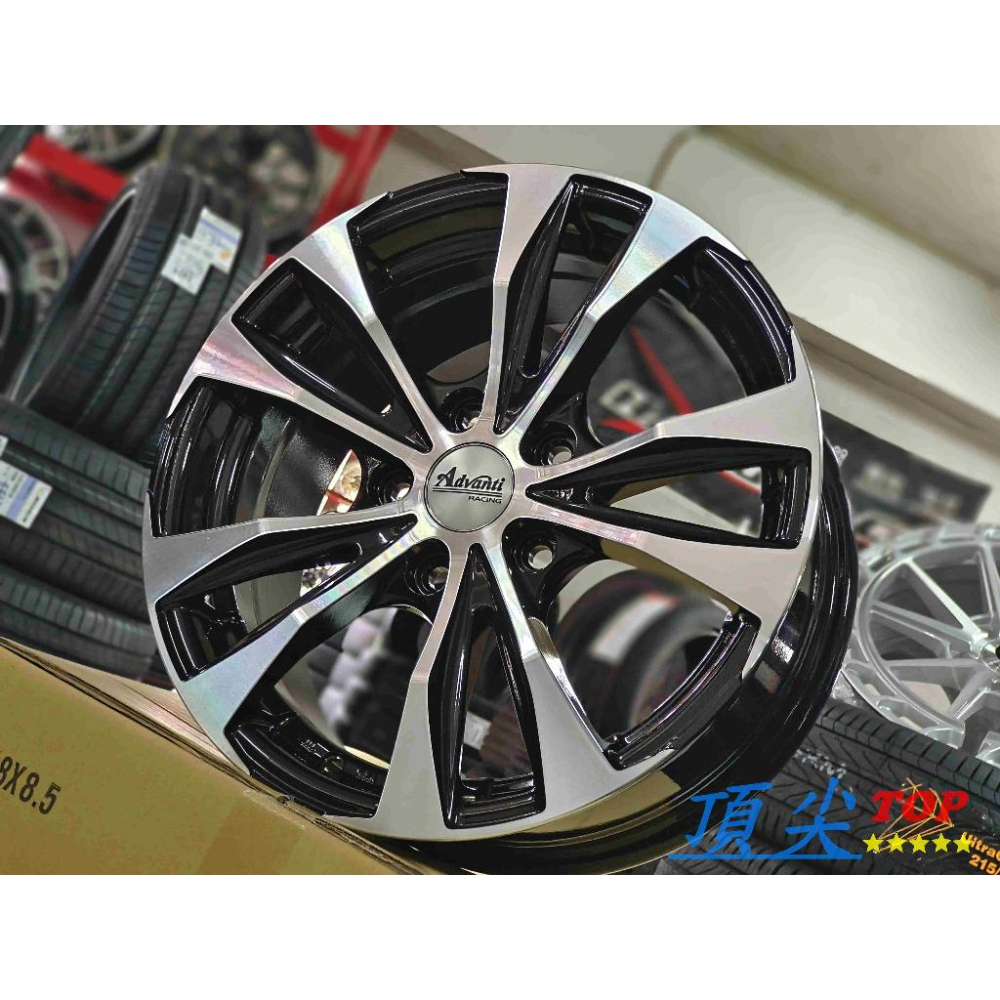【頂尖】全新Advanti ADV09 雅泛迪鋁圈16吋鋁圈 7J 5X114.3 亮黑底銀車面-細節圖2