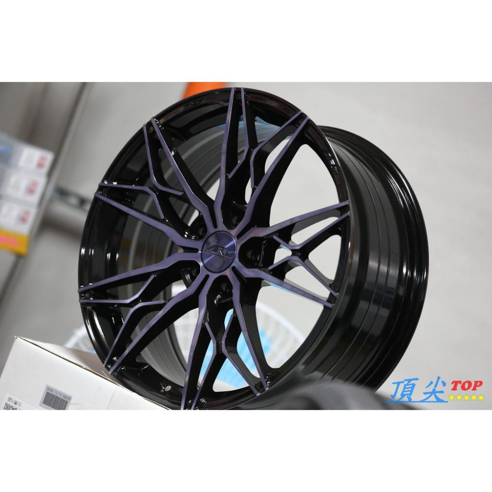 【頂尖】全新順謚19吋旋壓鋁圈 ART-1 5X112 114.3 8.5 9.5J 前後配 亮黑底+紫色透明漆-細節圖2