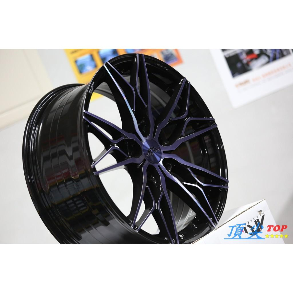 【頂尖】全新順謚19吋旋壓鋁圈 ART-1 5X112 114.3 8.5 9.5J 前後配 亮黑底+紫色透明漆-細節圖3
