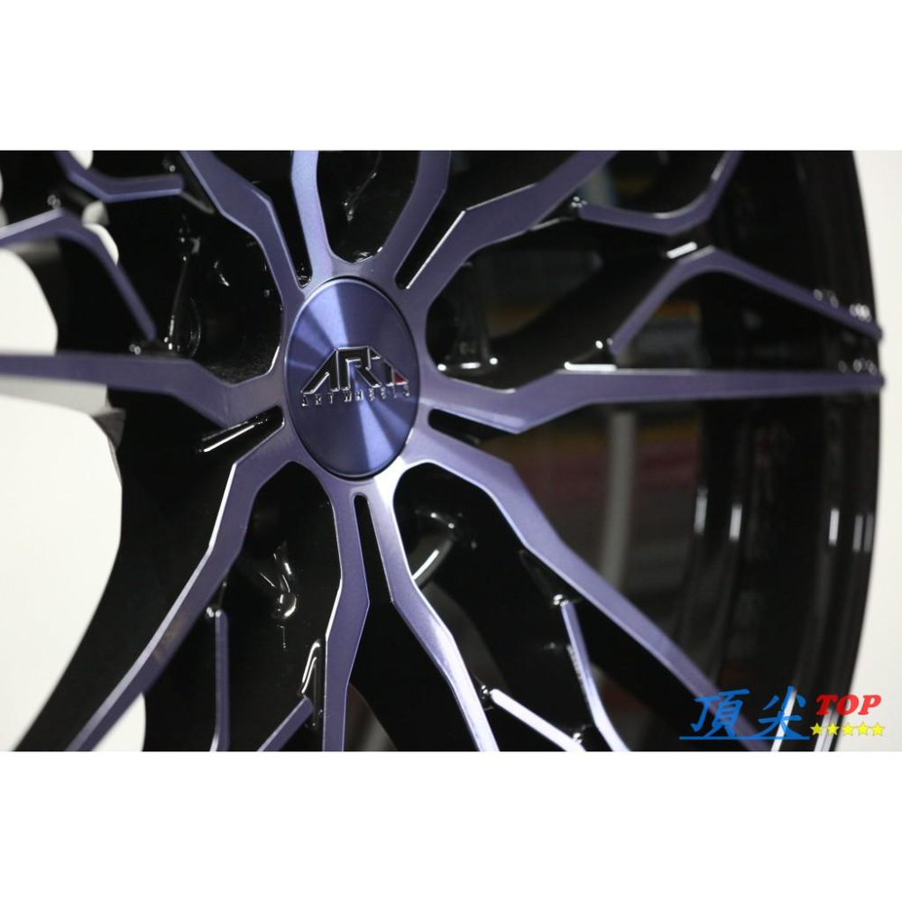 【頂尖】全新順謚19吋旋壓鋁圈 ART-1 5X112 114.3 8.5 9.5J 前後配 亮黑底+紫色透明漆-細節圖4