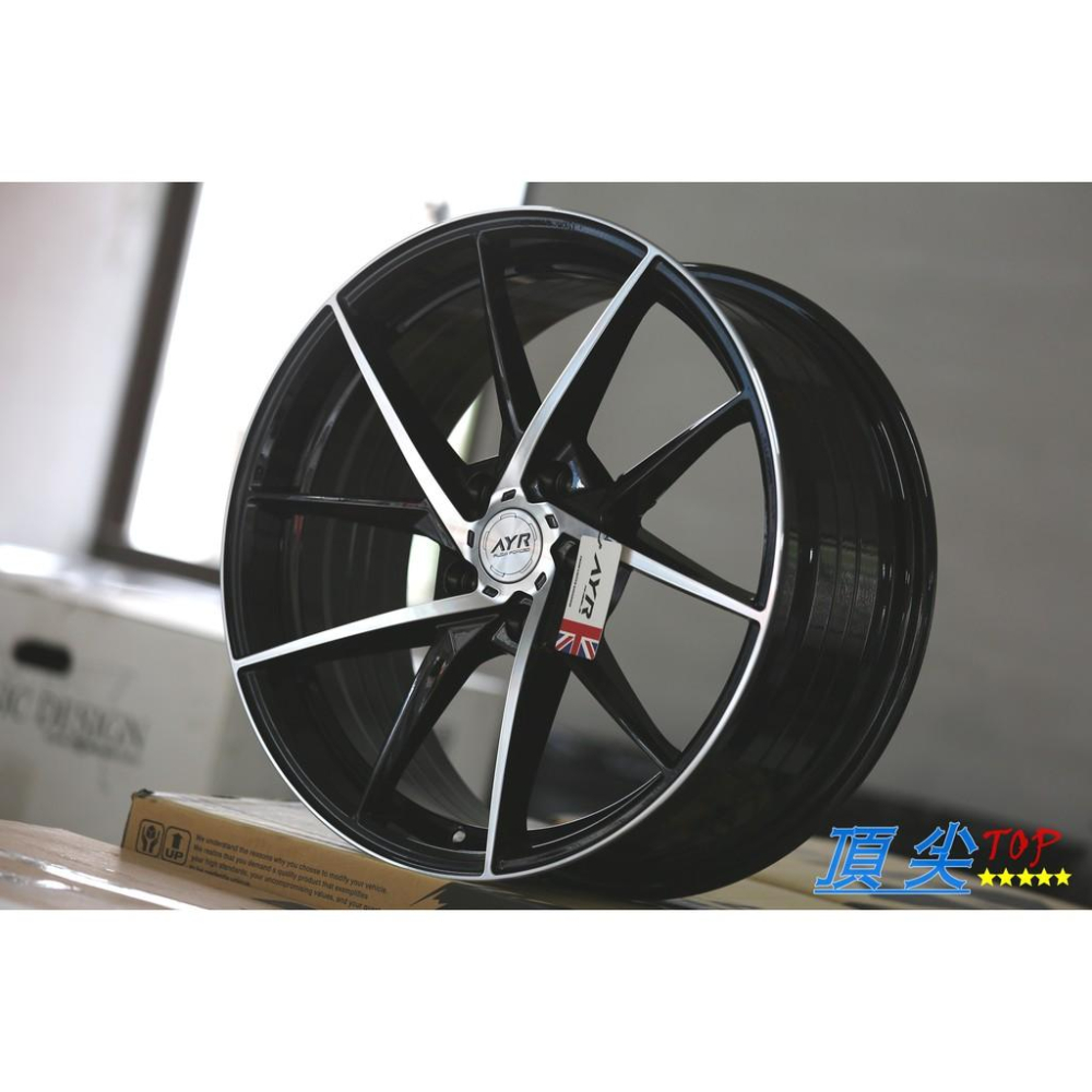 【頂尖】全新順謚鋁圈 AYR03VF 18吋 旋壓輕量化 5X114.3 8J ET35 亮黑底+車面銀爪 現貨庫存中-細節圖2