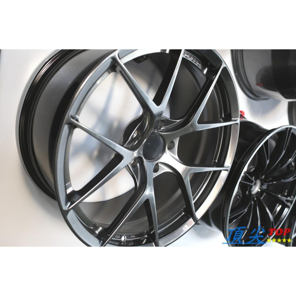 【頂尖】全新正大精品鍛造鋁圈 19吋前後配 5X112 8.5 9.5J 12000頓鍛胚 鈦色 類BBS式樣-細節圖2