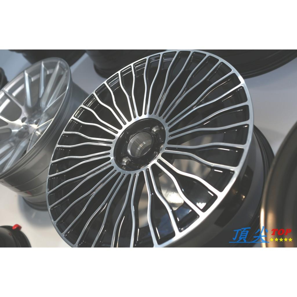 【頂尖】全新客製化鍛造鋁圈 20吋前後配 5X112 8.5+9.5J 12000頓鍛胚 亮黑車面 類邁巴赫樣式-細節圖4