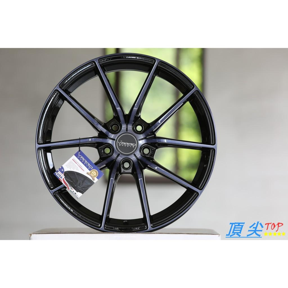 【頂尖】全新VARRO VD25X 18吋旋壓鋁圈 5X114.3 8J ET42 亮黑車面帶藍光 VD25-細節圖2
