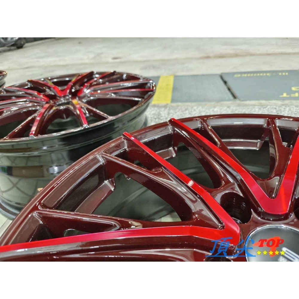 【頂尖】全新鋁圈 CA-05 17吋鋁圈 5X114 7J ET38 酒紅底陽極紅爪 庫存現貨中-細節圖5