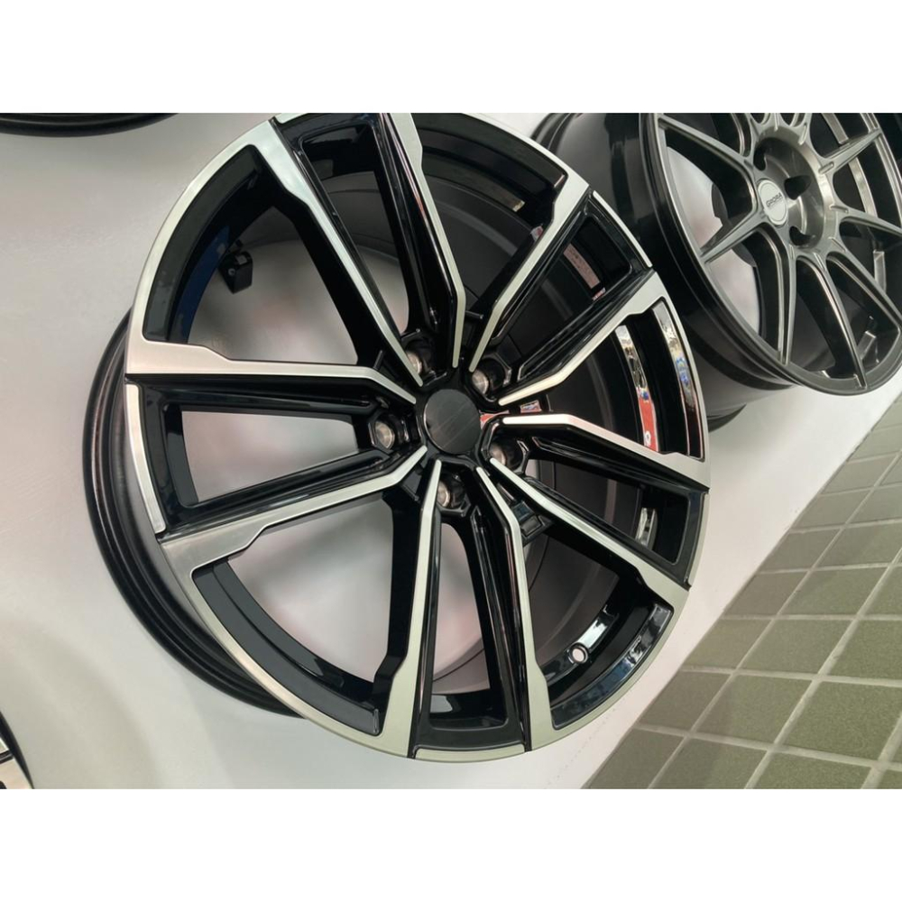 【頂尖】全新類M POWE T868 19吋鋁圈5X120 8.5/9.5J ET35/40前後配 五爪開岔亮黑銀車面-細節圖3