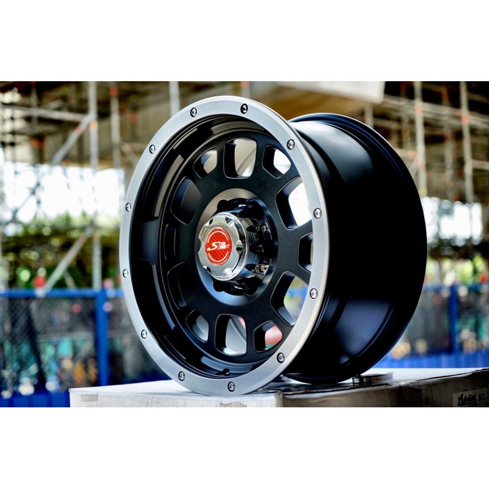 【頂尖】全新順謚17吋鋁圈 M1604B 5X114.3 127 139.7 6X139.7 平光黑車邊 越野風格-細節圖3