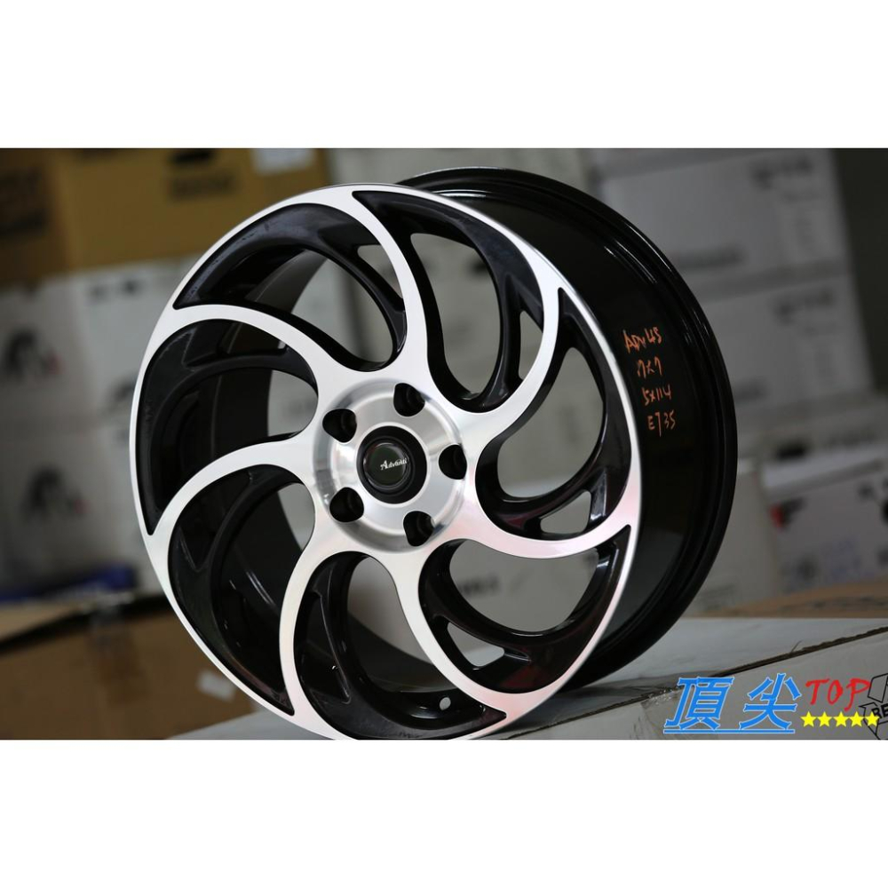 【頂尖】 全新雅泛迪 ADV45 17吋 5X114 7.5J ET35 亮黑底+車面螺旋爪 現貨庫存中 各車系歡迎詢問-細節圖2