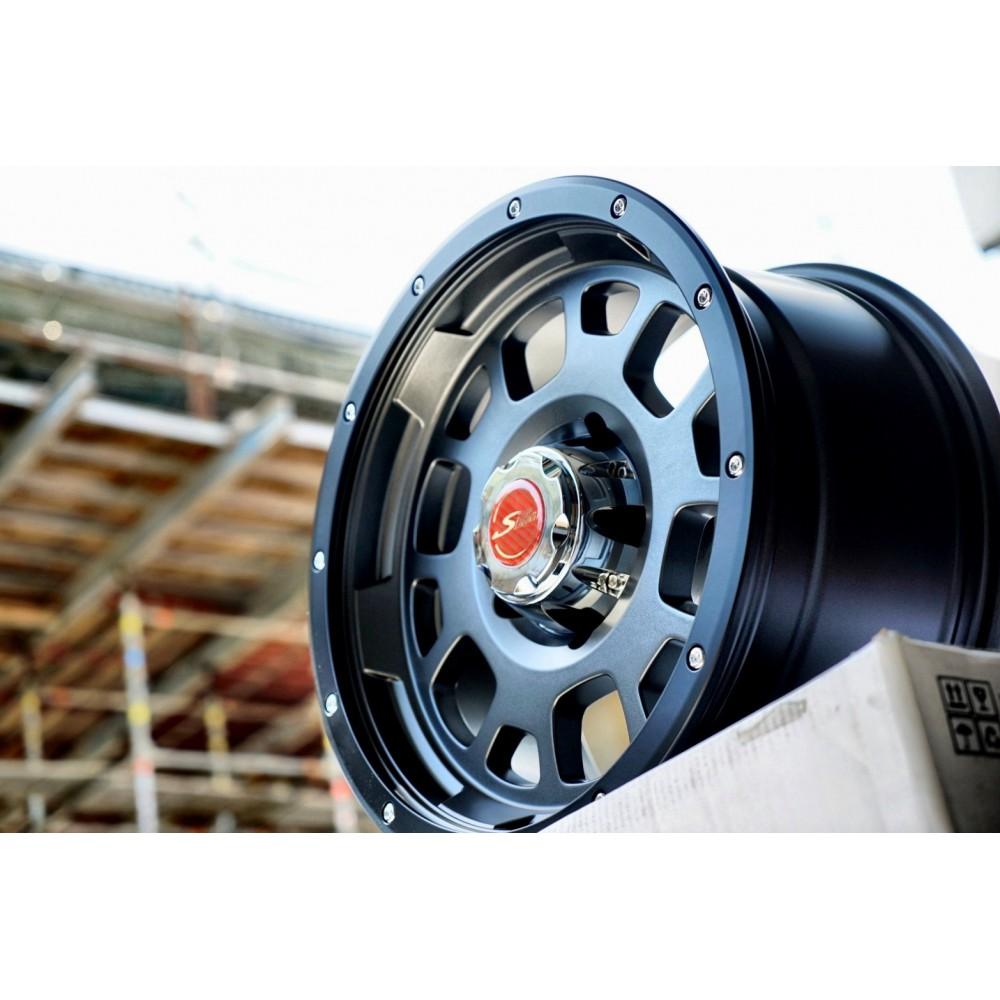 【頂尖】全新順謚17吋鋁圈 M1604B 5X114 127 139.7 6X139.7 8.5J 平光灰黑邊 越野風格-細節圖3