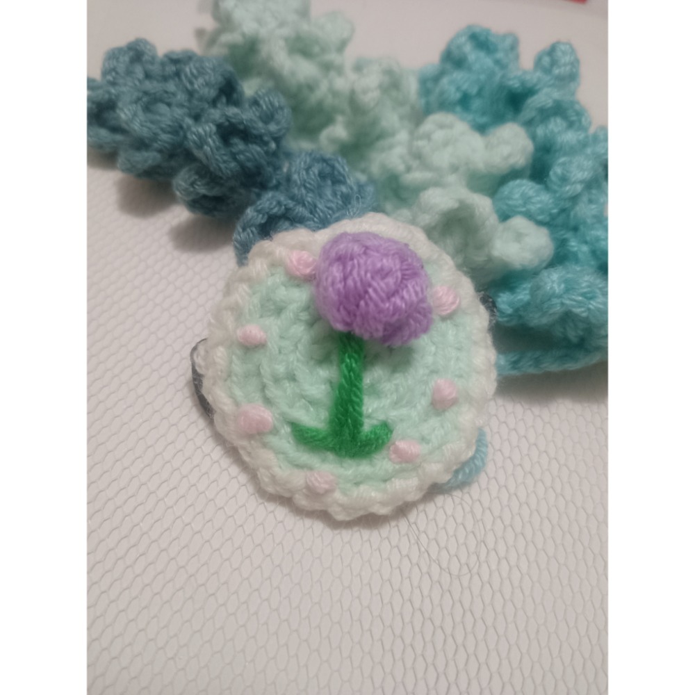 毛線編織花朵刺繡髮夾（ BB夾）-細節圖2