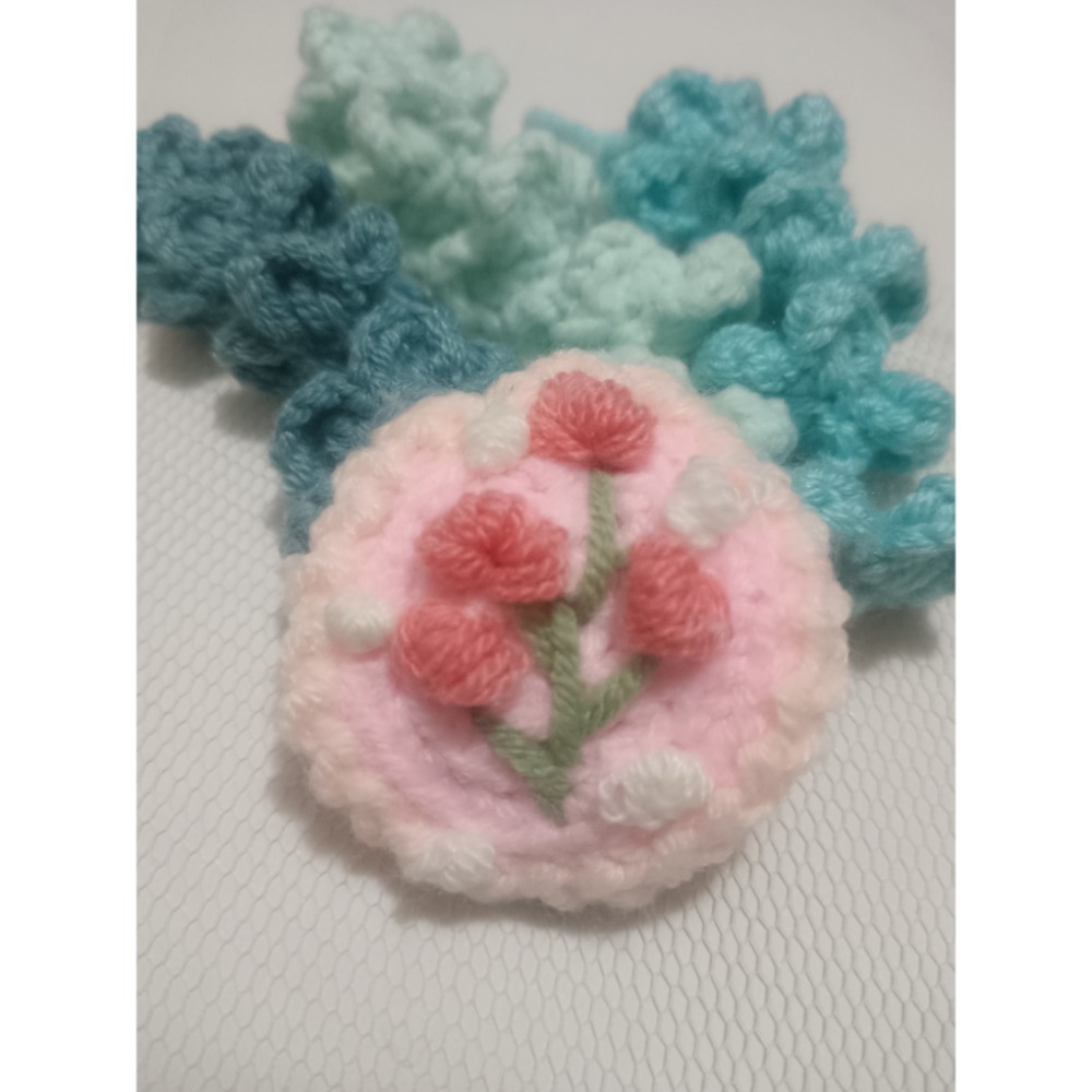 毛線編織花朵刺繡髮夾（ BB夾）-細節圖5
