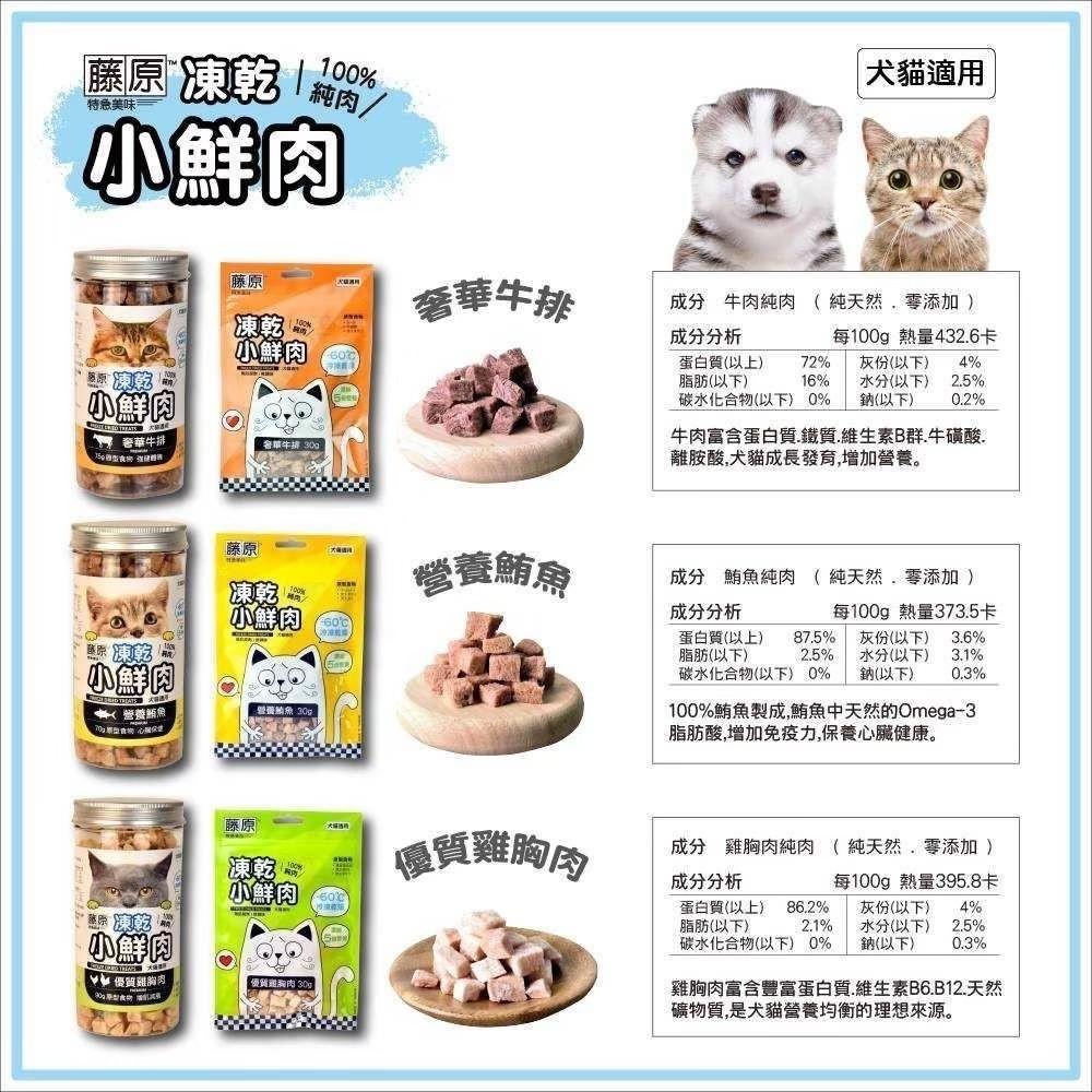 🚀快速出貨🚀萌寵要當家【藤原凍乾小鮮肉】犬貓適用 寵物零食 100%純肉 狗凍乾 貓凍乾 寵物凍乾【罐裝】-細節圖3