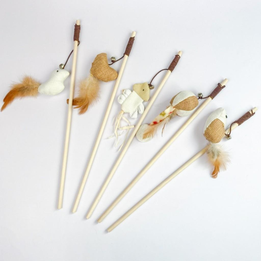 🚀隔日到貨🚀萌寵要當家 有喵病 台灣現貨 木桿逗貓棒 逗貓棒 貓玩具-細節圖3