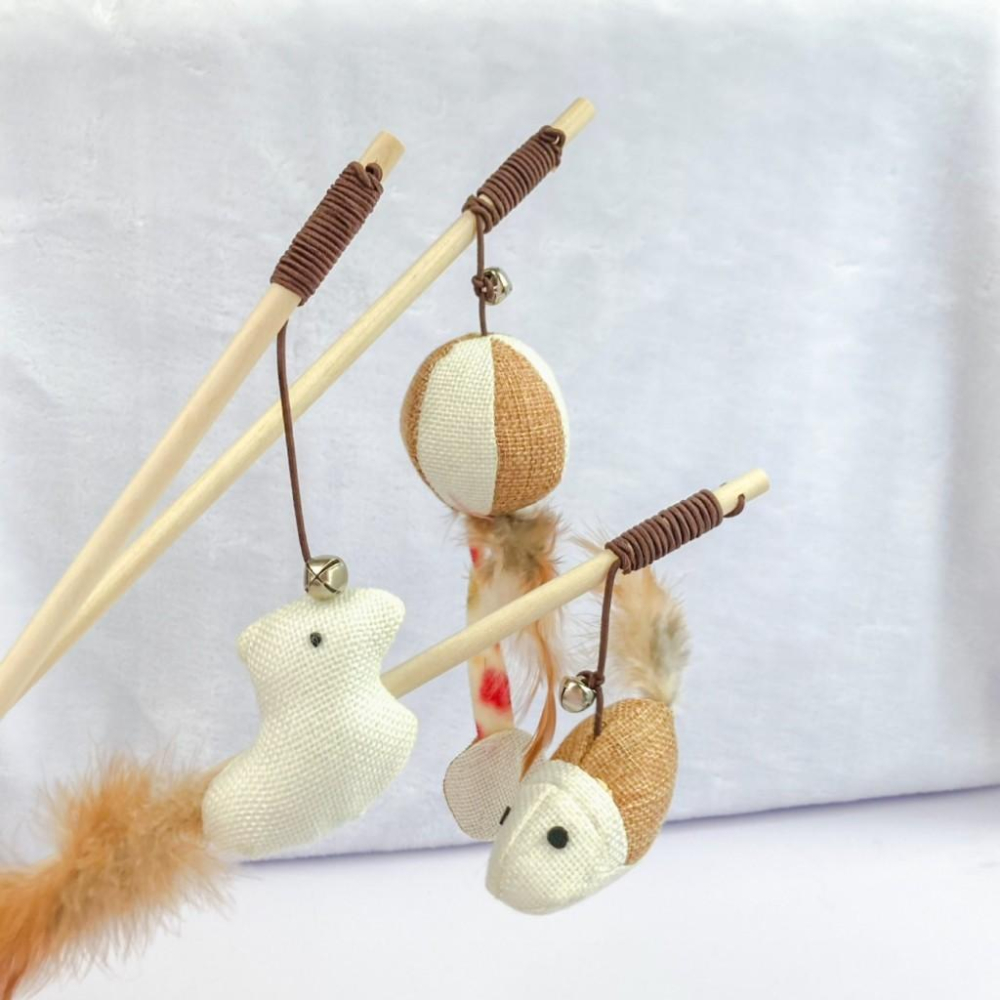 🚀隔日到貨🚀萌寵要當家 有喵病 台灣現貨 木桿逗貓棒 逗貓棒 貓玩具-細節圖4